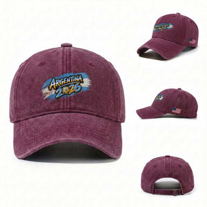 Vintage Argentina Soccer Pride 2026 Graphic Washed Cotton Baseball Cap