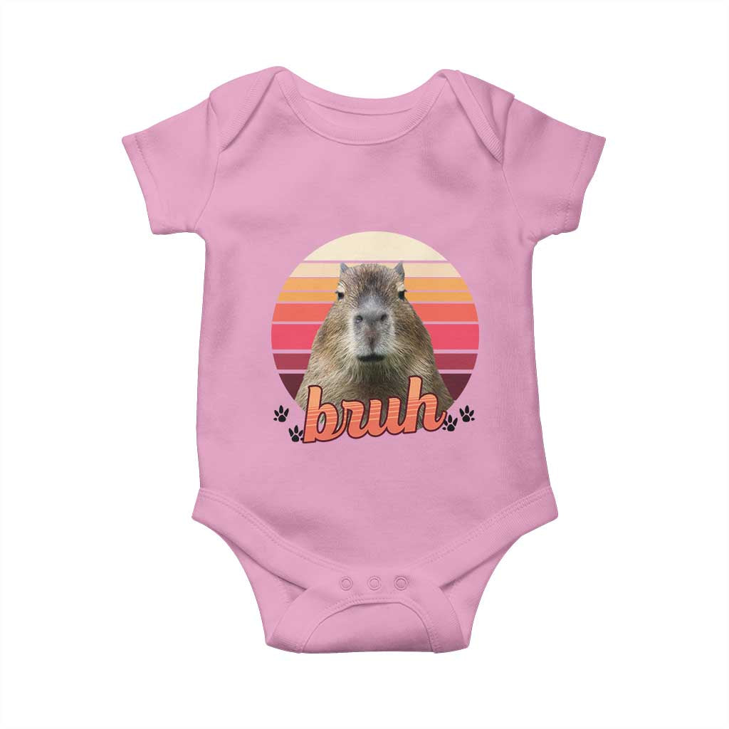 Capybara Lover Baby Onesie Funny Bruh Meme Animal Humor Gift TS12 Light Pink Print Your Wear