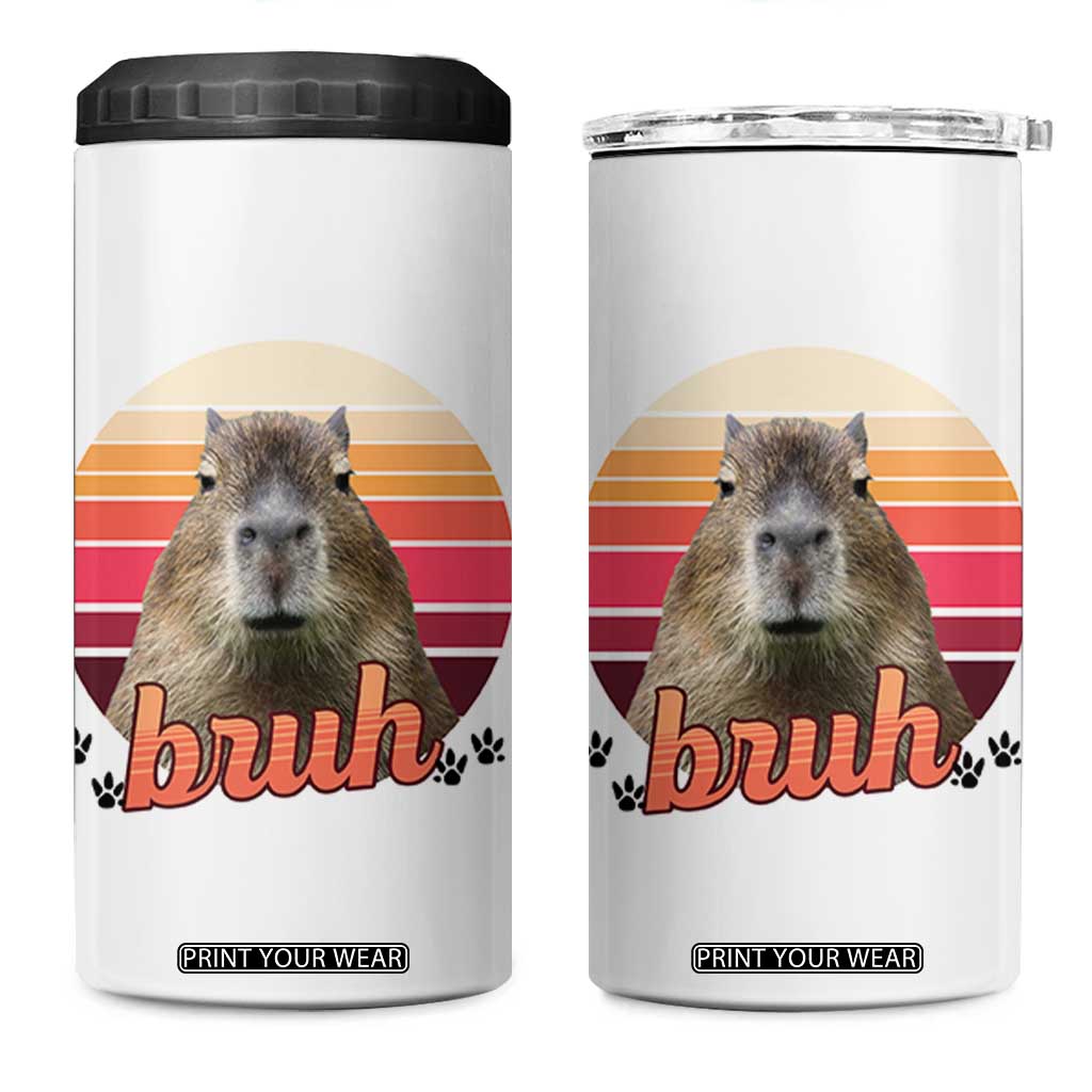Capybara Lover 4 in 1 Can Cooler Tumbler Funny Bruh Meme Animal Humor Gift TS12 One Size: 16 oz White Print Your Wear