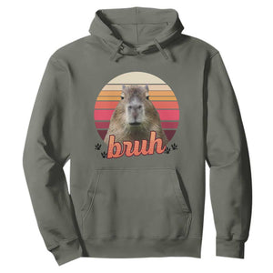 Capybara Lover Hoodie Funny Bruh Meme Animal Humor Gift TS12 Military Green Print Your Wear