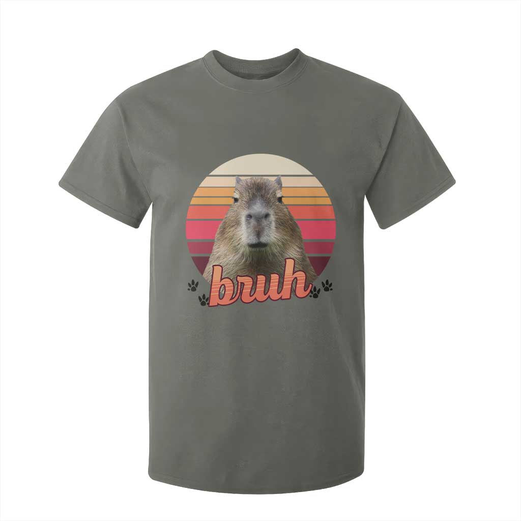 Capybara Lover T Shirt For Kid Funny Bruh Meme Animal Humor Gift TS12 Military Green Print Your Wear