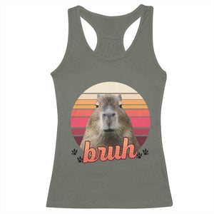 Capybara Lover Racerback Tank Top Funny Bruh Meme Animal Humor Gift TS12 Military Green Print Your Wear