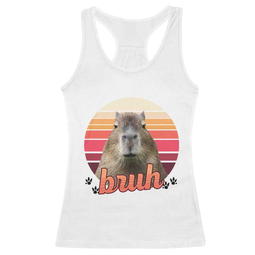 Capybara Lover Racerback Tank Top Funny Bruh Meme Animal Humor Gift TS12 White Print Your Wear