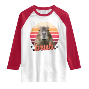 Capybara Lover Raglan Shirt Funny Bruh Meme Animal Humor Gift TS12 White Red Print Your Wear