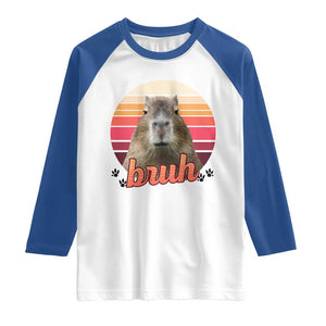 Capybara Lover Raglan Shirt Funny Bruh Meme Animal Humor Gift TS12 White Royal Print Your Wear