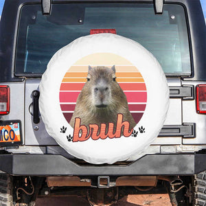Capybara Lover Spare Tire Cover Funny Bruh Meme Animal Humor Gift TS12 No hole White Print Your Wear