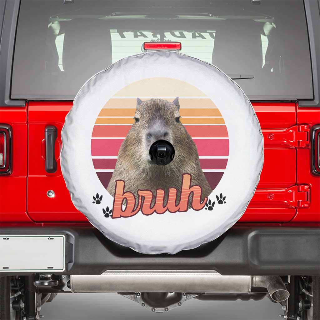 Capybara Lover Spare Tire Cover Funny Bruh Meme Animal Humor Gift TS12 White Print Your Wear