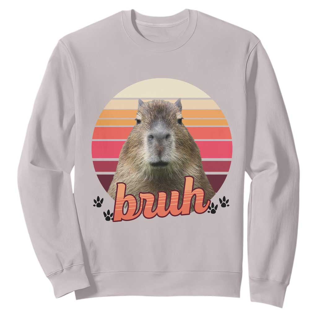 Capybara Lover Sweatshirt Funny Bruh Meme Animal Humor Gift TS12 Ice Gray Print Your Wear