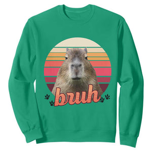 Capybara Lover Sweatshirt Funny Bruh Meme Animal Humor Gift TS12 Irish Green Print Your Wear