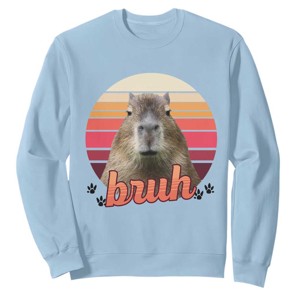 Capybara Lover Sweatshirt Funny Bruh Meme Animal Humor Gift TS12 Light Blue Print Your Wear