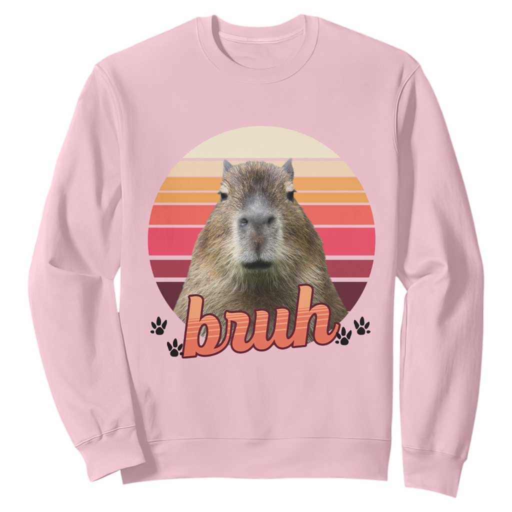 Capybara Lover Sweatshirt Funny Bruh Meme Animal Humor Gift TS12 Light Pink Print Your Wear