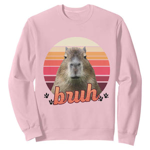 Capybara Lover Sweatshirt Funny Bruh Meme Animal Humor Gift TS12 Light Pink Print Your Wear