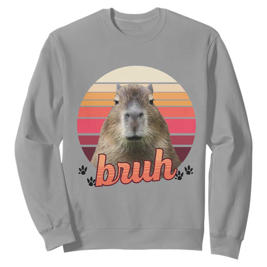 Capybara Lover Sweatshirt Funny Bruh Meme Animal Humor Gift TS12 Sport Gray Print Your Wear