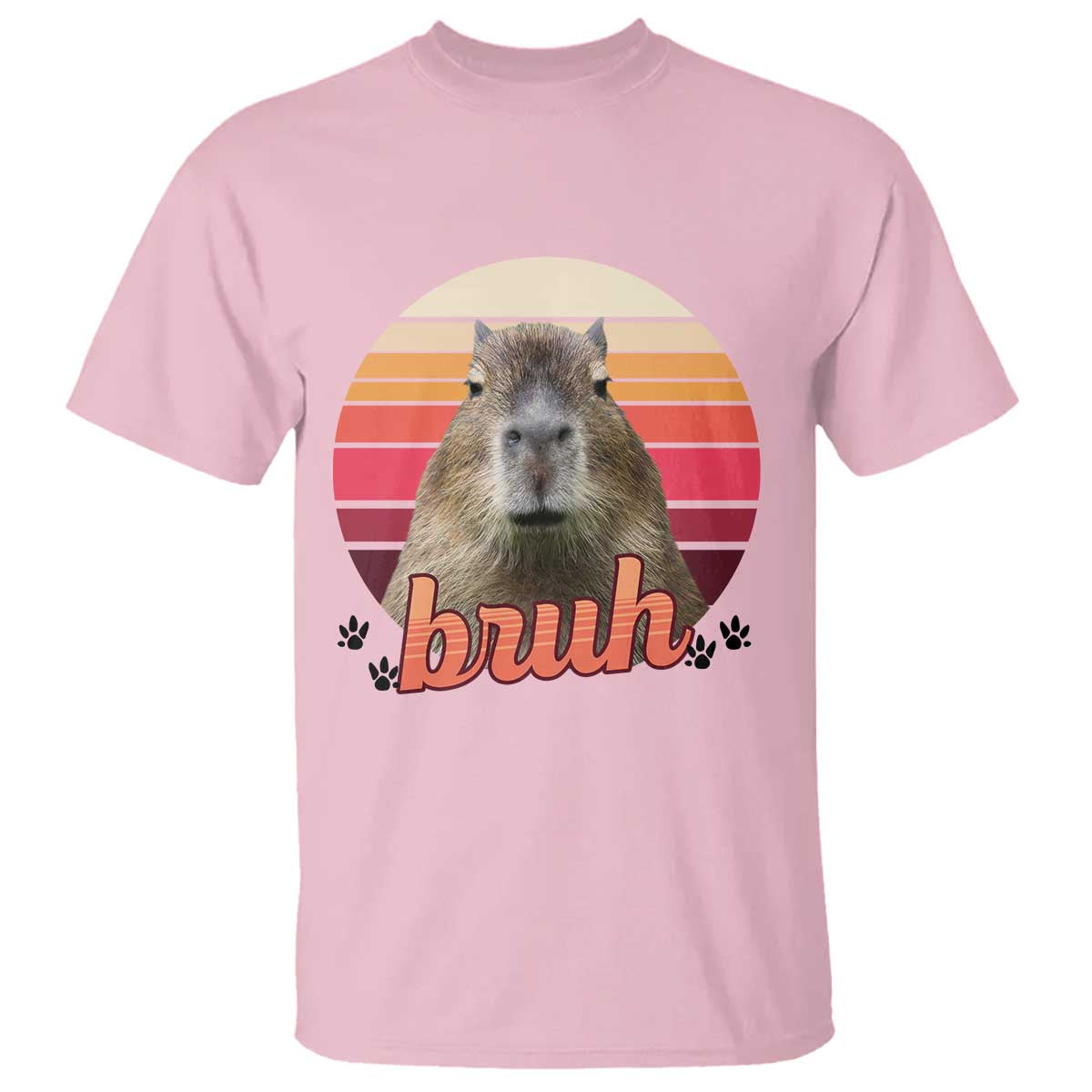 Capybara Lover T Shirt Funny Bruh Meme Animal Humor Gift TS12 Light Pink Print Your Wear