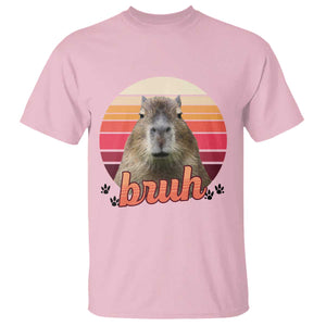Capybara Lover T Shirt Funny Bruh Meme Animal Humor Gift TS12 Light Pink Print Your Wear