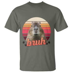 Capybara Lover T Shirt Funny Bruh Meme Animal Humor Gift TS12 Military Green Print Your Wear