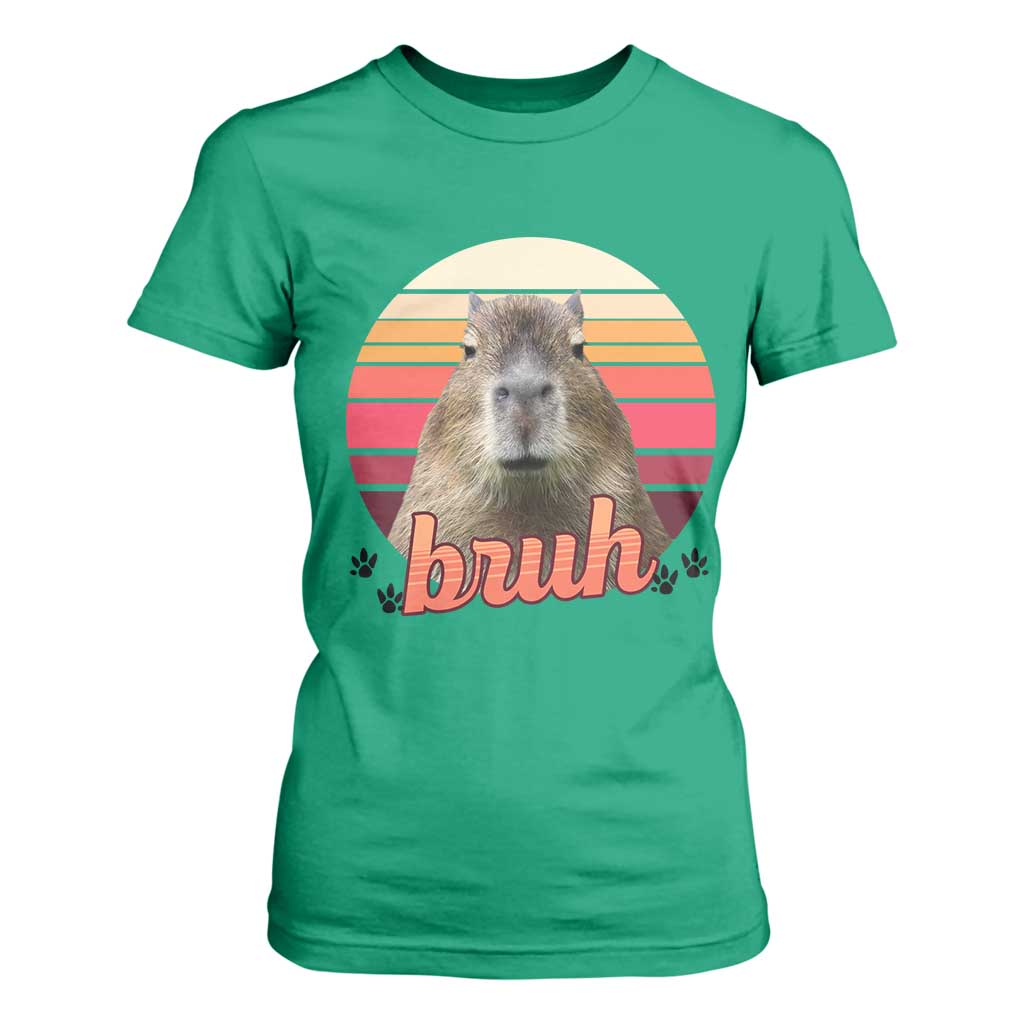 Capybara Lover T Shirt For Women Funny Bruh Meme Animal Humor Gift TS12 Irish Green Print Your Wear