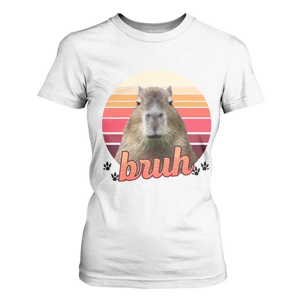 Capybara Lover T Shirt For Women Funny Bruh Meme Animal Humor Gift TS12 White Print Your Wear