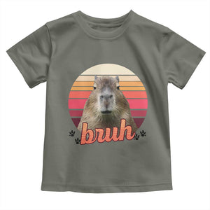 Capybara Lover Toddler T Shirt Funny Bruh Meme Animal Humor Gift TS12 Military Green Print Your Wear