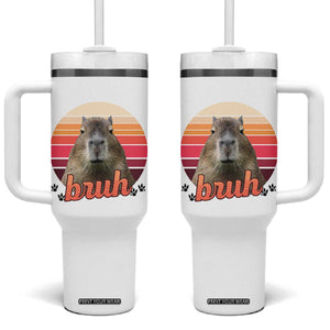 Capybara Lover Tumbler With Handle Funny Bruh Meme Animal Humor Gift TS12 One Size: 40 oz White Print Your Wear