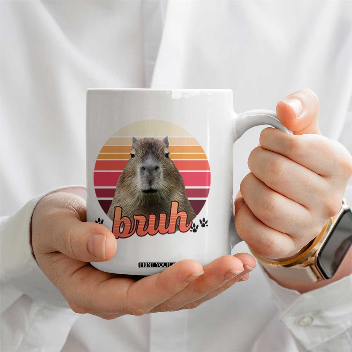 Capybara Lover Coffee Mug Funny Bruh Meme Animal Humor Gift TS12 Print Your Wear