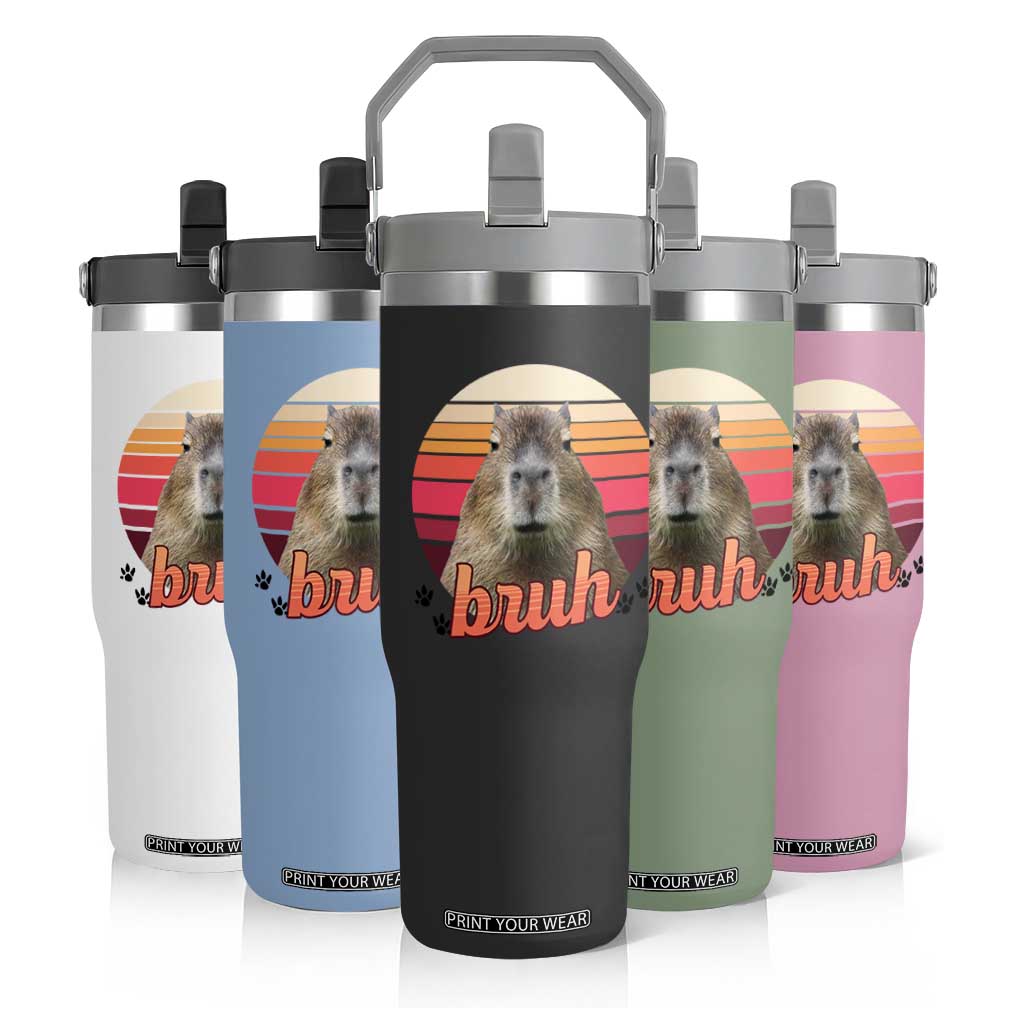 Capybara Lover Flip Straw Tumbler Funny Bruh Meme Animal Humor Gift TS12 Print Your Wear