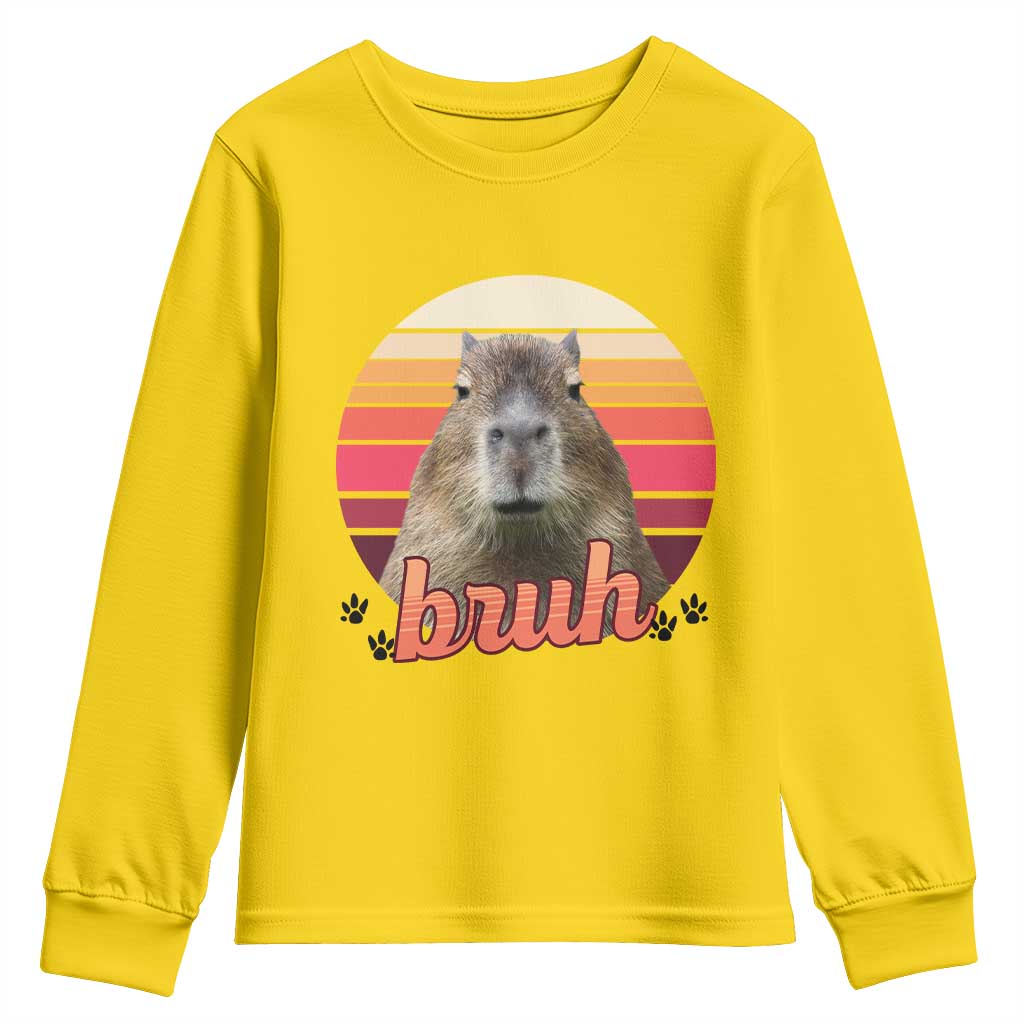 Capybara Lover Youth Sweatshirt Funny Bruh Meme Animal Humor Gift TS12 Daisy Print Your Wear