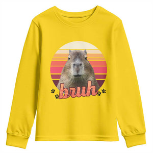 Capybara Lover Youth Sweatshirt Funny Bruh Meme Animal Humor Gift TS12 Daisy Print Your Wear