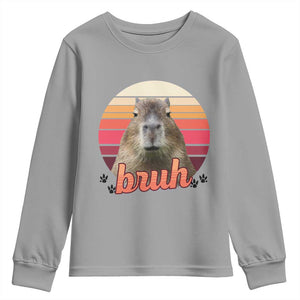 Capybara Lover Youth Sweatshirt Funny Bruh Meme Animal Humor Gift TS12 Sport Gray Print Your Wear