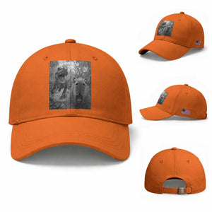 Funny Capybara Selfie With Dinosaur Meme Baseball Cap Animal Humor Gift TS12 Baseball Cap Universal Fit Orange Print Your Wear
