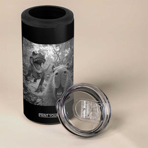 Funny Capybara Selfie With Dinosaur Meme 4 in 1 Can Cooler Tumbler Animal Humor Gift TS12 Print Your Wear
