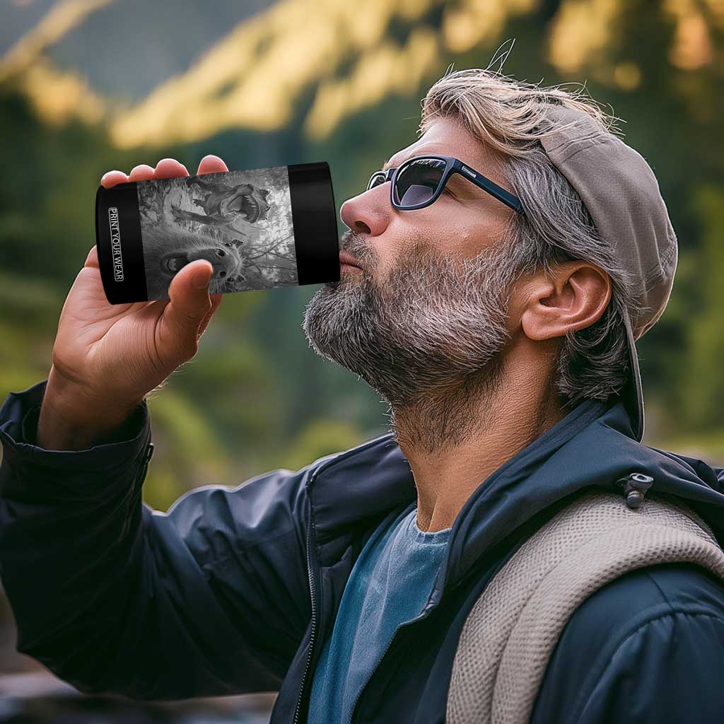 Funny Capybara Selfie With Dinosaur Meme 4 in 1 Can Cooler Tumbler Animal Humor Gift TS12 Print Your Wear