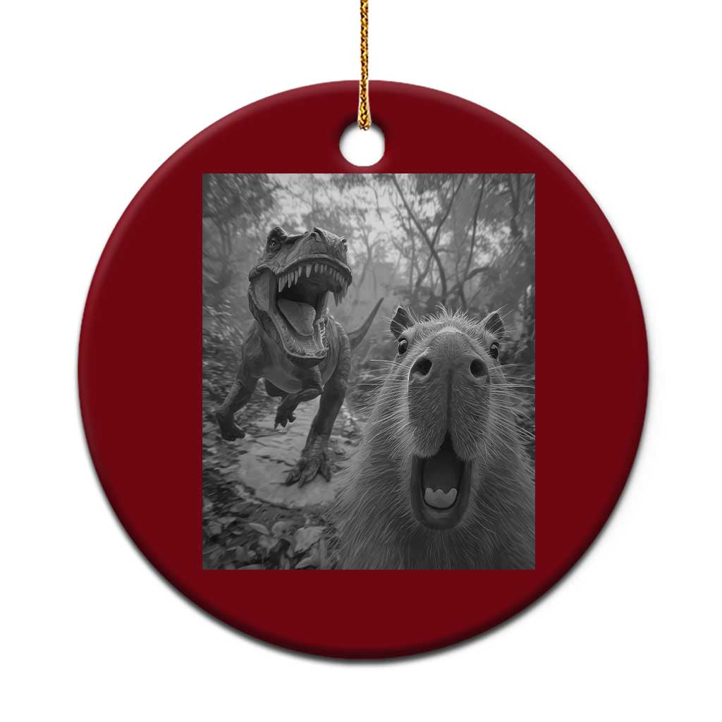 Funny Capybara Selfie With Dinosaur Meme Ceramic Ornament Animal Humor Gift TS12 1pc Red Print Your Wear