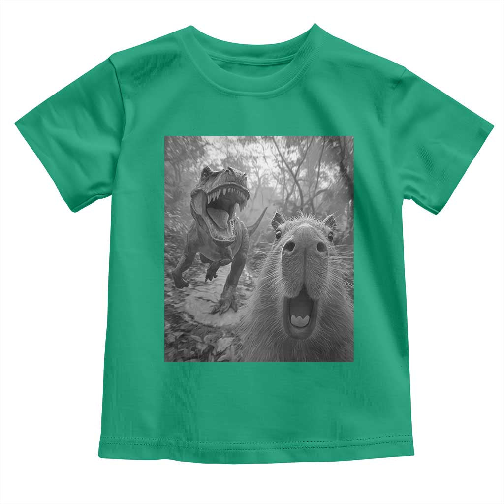 Funny Capybara Selfie With Dinosaur Meme Toddler T Shirt Animal Humor Gift TS12 Irish Green Print Your Wear