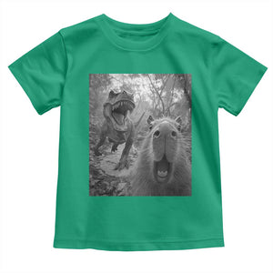 Funny Capybara Selfie With Dinosaur Meme Toddler T Shirt Animal Humor Gift TS12 Irish Green Print Your Wear