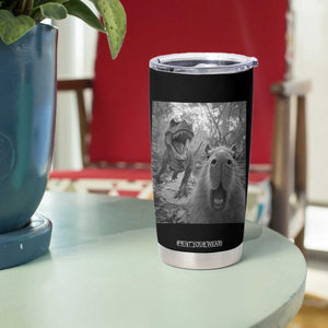 Funny Capybara Selfie With Dinosaur Meme Tumbler Cup Animal Humor Gift TS12 Print Your Wear