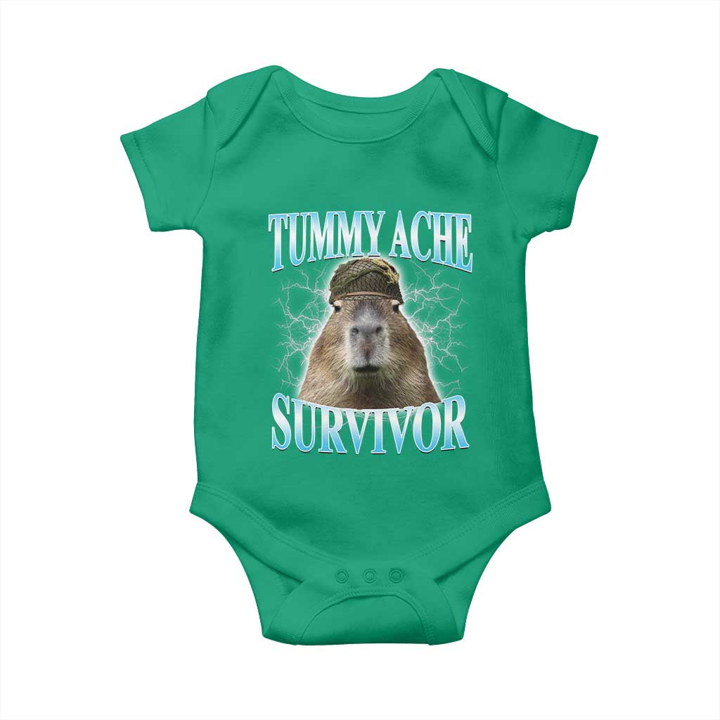 Tummy Ache Survivor Baby Onesie Funny Capybara Meme For Animal Lover TS12 Irish Green Print Your Wear
