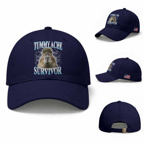 Tummy Ache Survivor Baseball Cap Funny Capybara Meme For Animal Lover TS12 Baseball Cap Universal Fit Dark Blue Print Your Wear