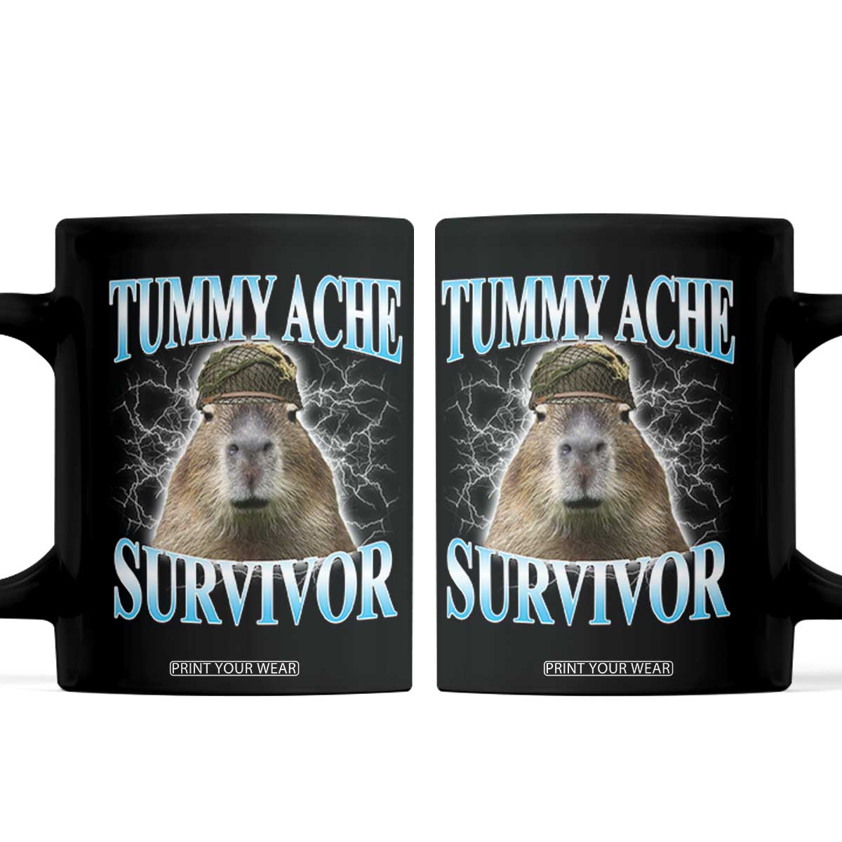 Tummy Ache Survivor Coffee Mug Funny Capybara Meme For Animal Lover TS12 Black Print Your Wear