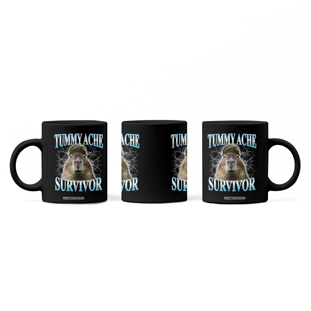 Tummy Ache Survivor Coffee Mug Funny Capybara Meme For Animal Lover TS12 Print Your Wear
