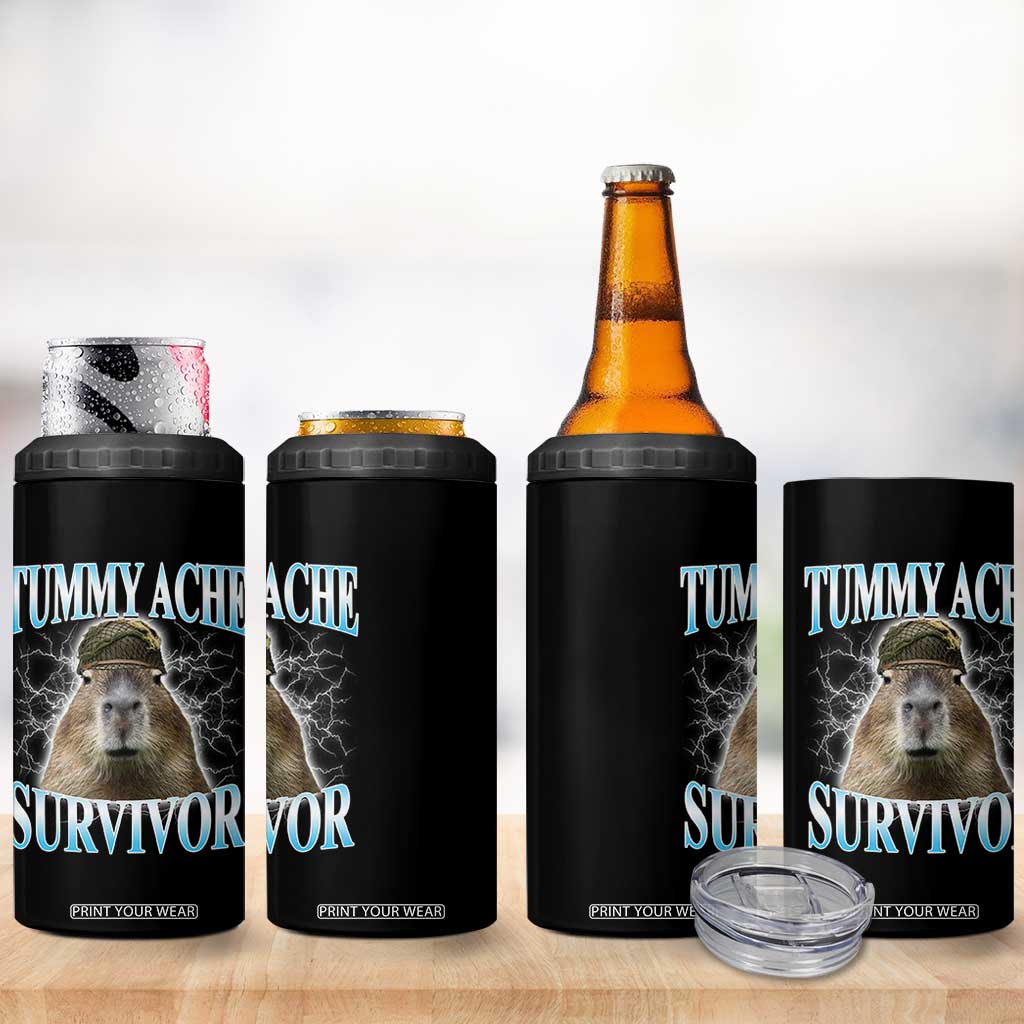 Tummy Ache Survivor 4 in 1 Can Cooler Tumbler Funny Capybara Meme For Animal Lover TS12 Print Your Wear