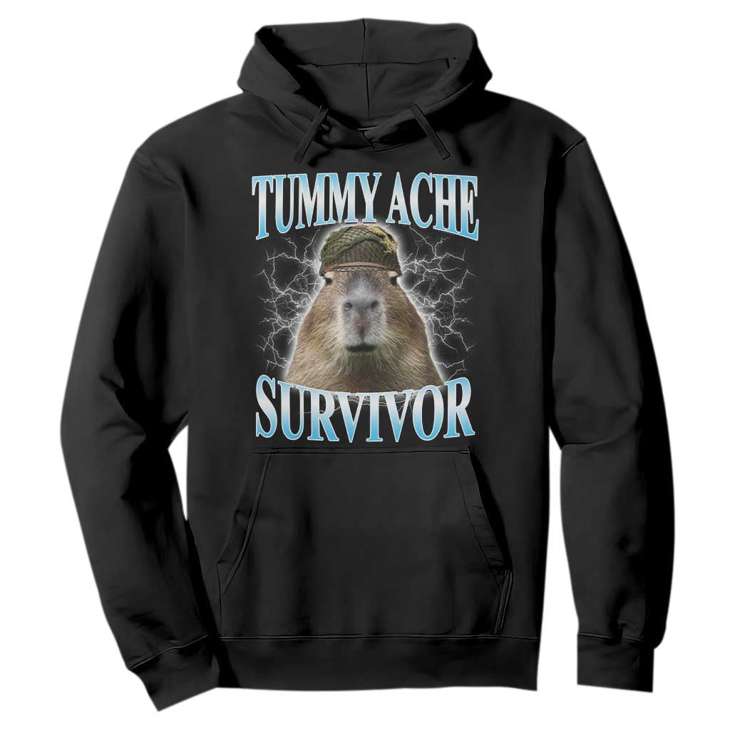 Tummy Ache Survivor Hoodie Funny Capybara Meme For Animal Lover TS12 Black Print Your Wear