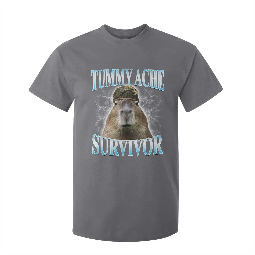 Tummy Ache Survivor T Shirt For Kid Funny Capybara Meme For Animal Lover TS12 Charcoal Print Your Wear