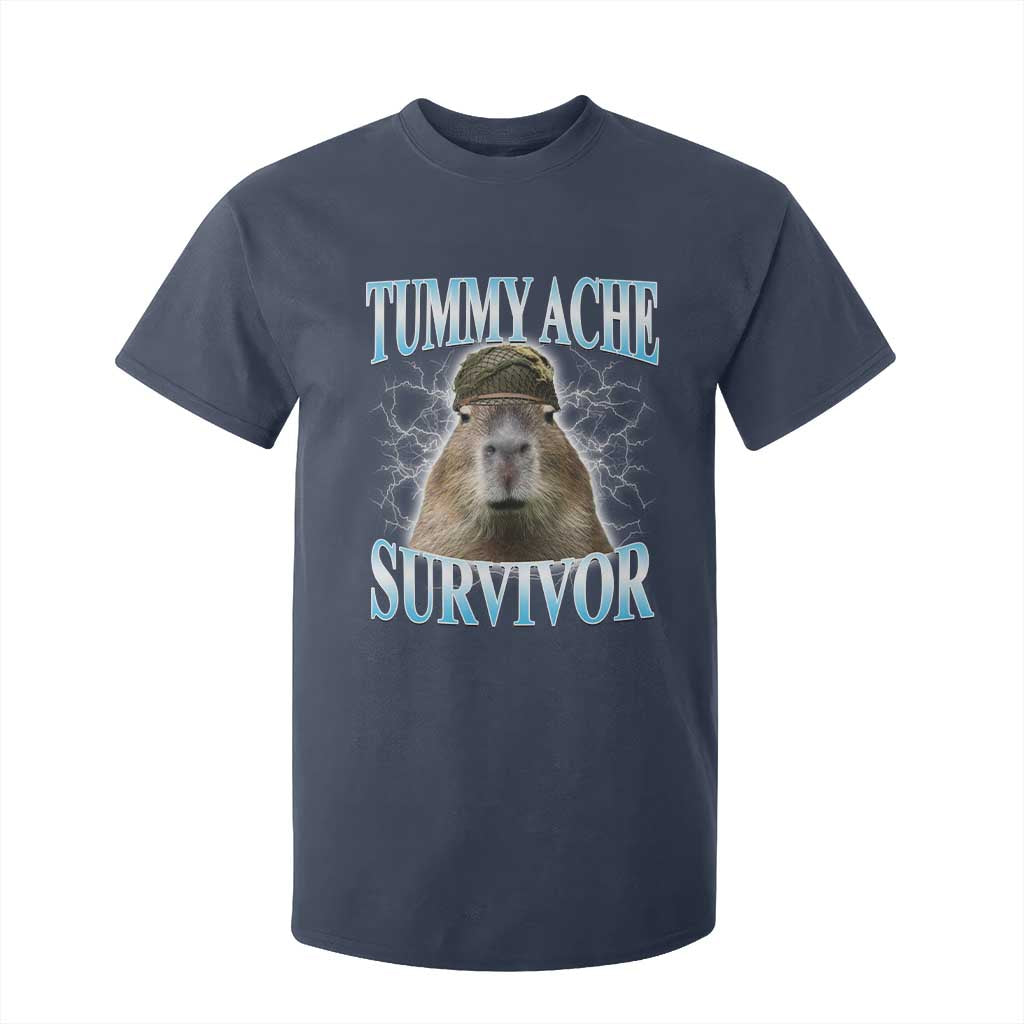 Tummy Ache Survivor T Shirt For Kid Funny Capybara Meme For Animal Lover TS12 Navy Print Your Wear