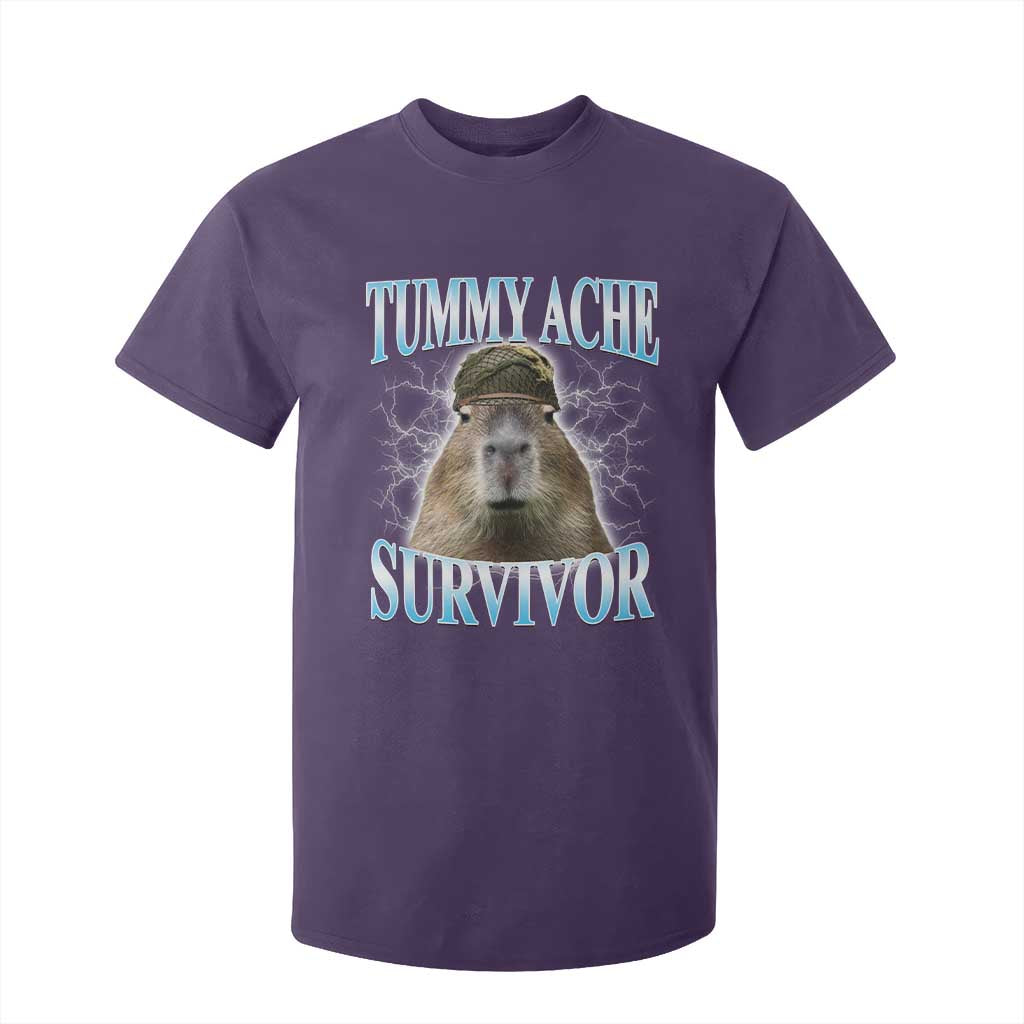 Tummy Ache Survivor T Shirt For Kid Funny Capybara Meme For Animal Lover TS12 Purple Print Your Wear
