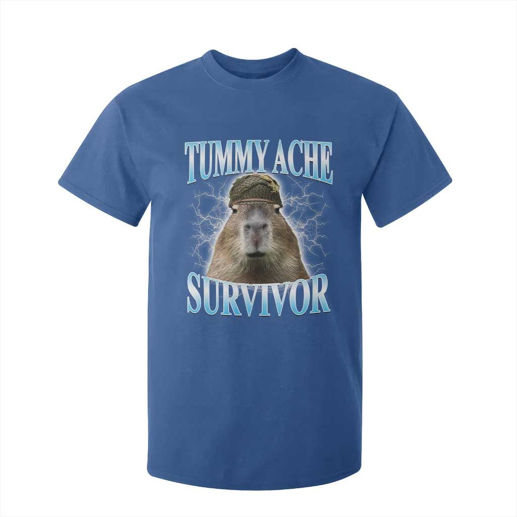 Tummy Ache Survivor T Shirt For Kid Funny Capybara Meme For Animal Lover TS12 Royal Blue Print Your Wear