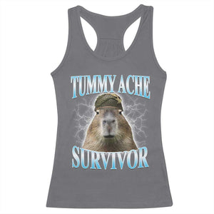 Tummy Ache Survivor Racerback Tank Top Funny Capybara Meme For Animal Lover TS12 Charcoal Print Your Wear