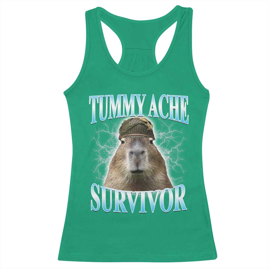 Tummy Ache Survivor Racerback Tank Top Funny Capybara Meme For Animal Lover TS12 Irish Green Print Your Wear