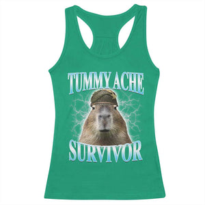 Tummy Ache Survivor Racerback Tank Top Funny Capybara Meme For Animal Lover TS12 Irish Green Print Your Wear