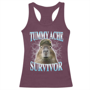 Tummy Ache Survivor Racerback Tank Top Funny Capybara Meme For Animal Lover TS12 Maroon Print Your Wear